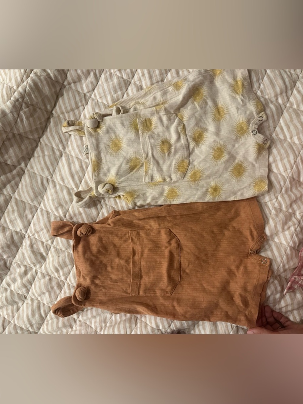 Kate Quinn set of knit overalls